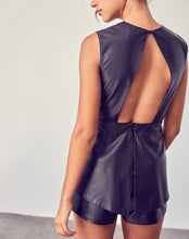 Load image into Gallery viewer, Evaluna Plunge Leather Romper
